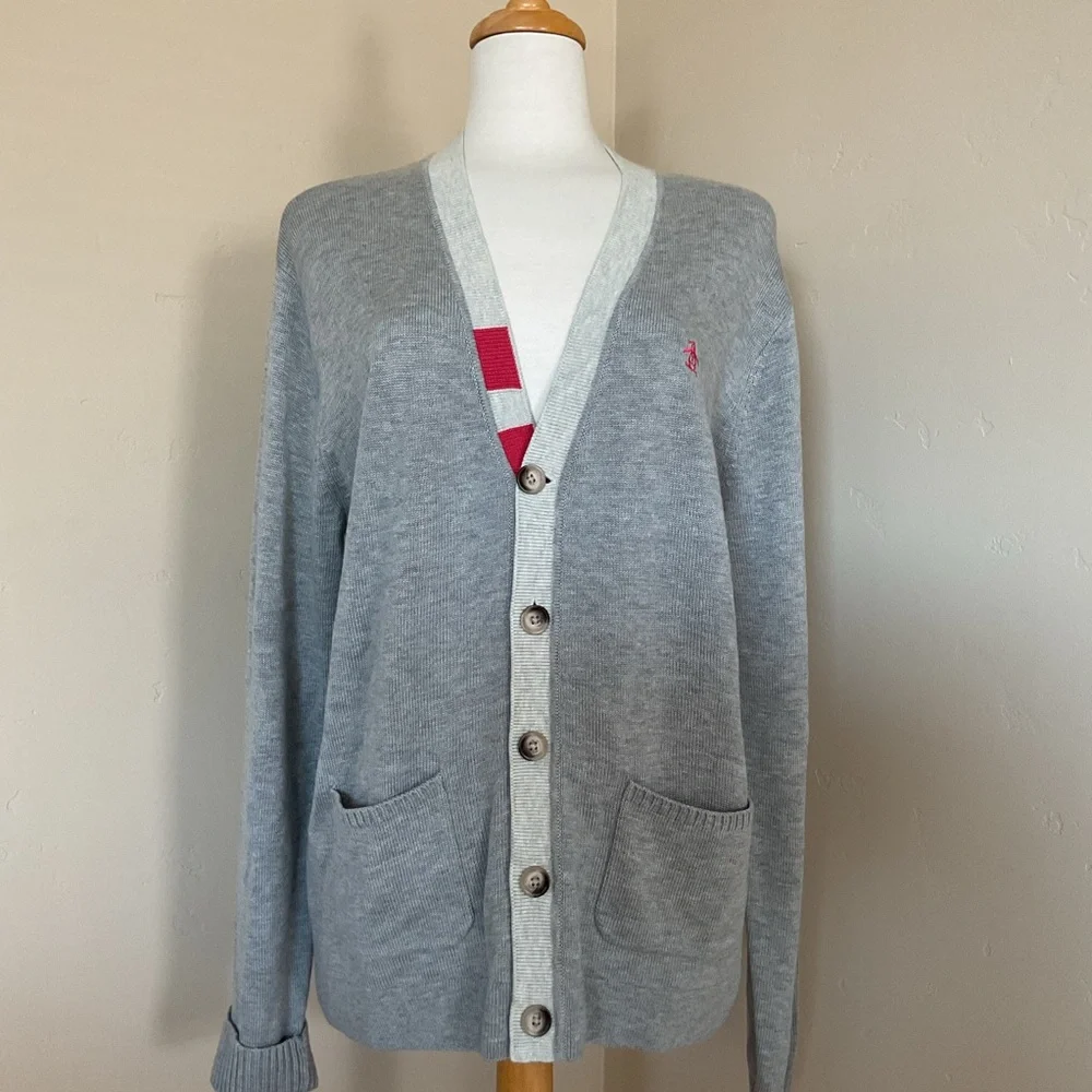 Original Penguin Cardigan Sweater Gray Size XL
